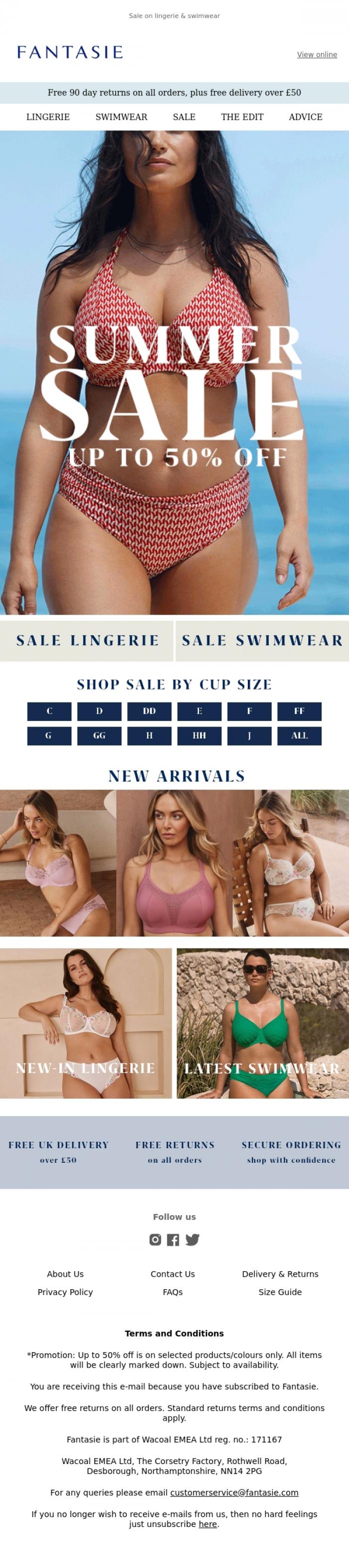 Email Design Inspiration from Fantasie, Enjoy up to 50% off while it lasts