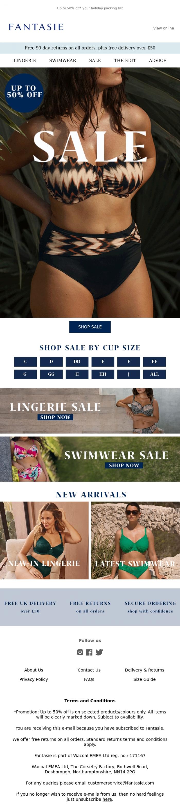 Email Design Inspiration from Fantasie, Your summer wish list is on sale!