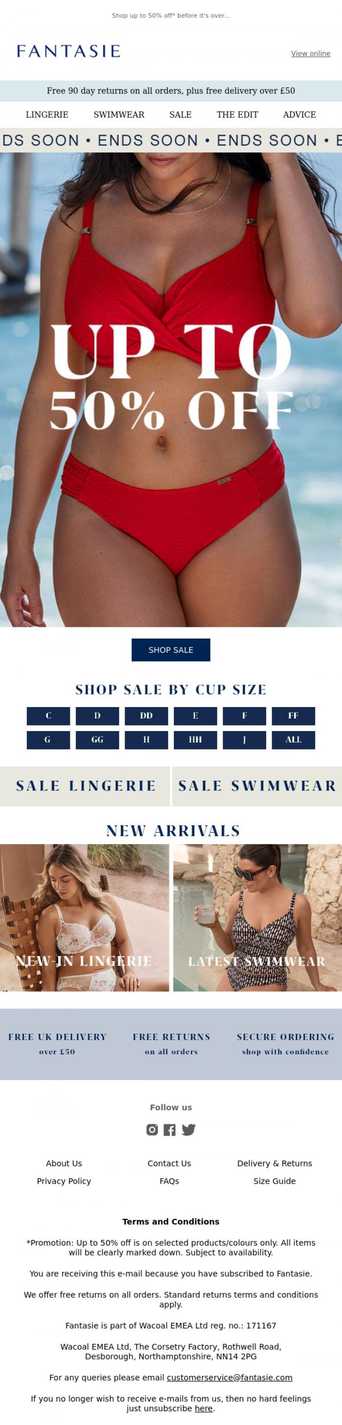 Email Design Inspiration from Fantasie, Don't Miss: Sale on Lingerie & Swimwear