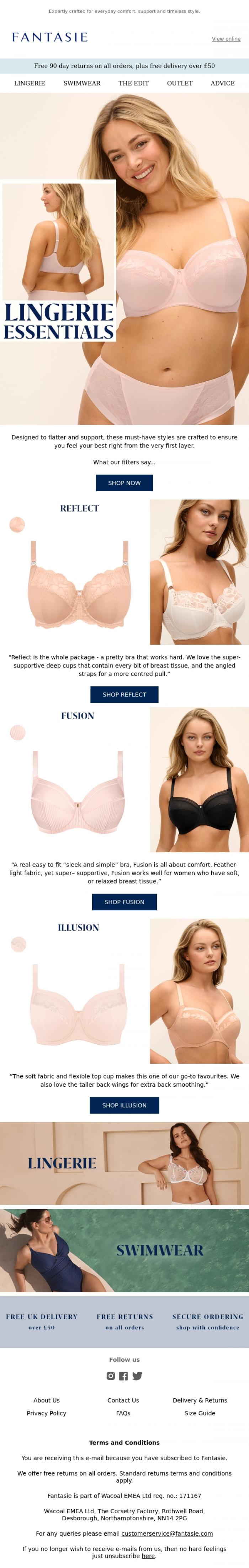 Email Design Inspiration from Fantasie, Meet Your New Lingerie Essentials
