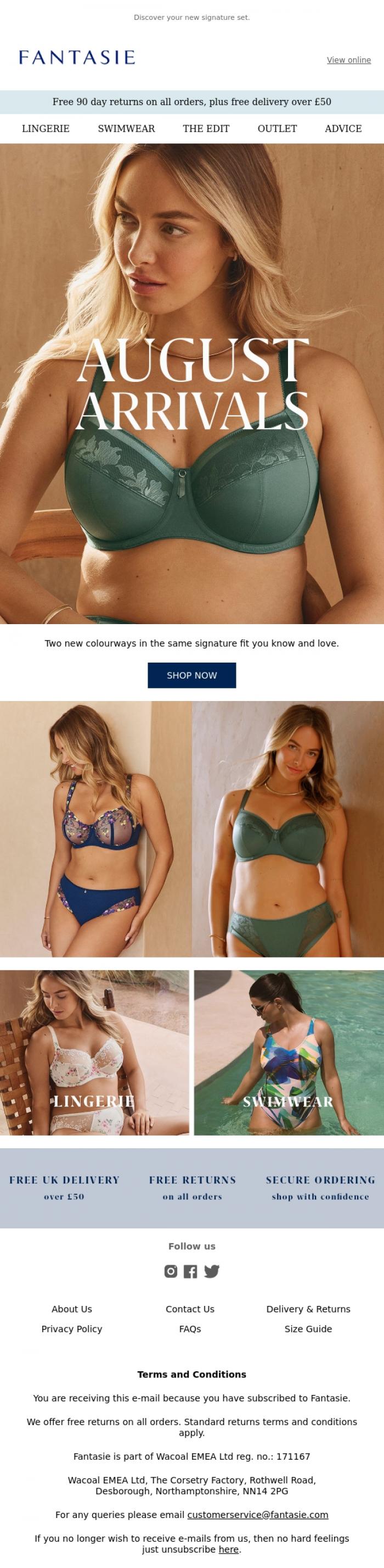 Email Design Inspiration from Fantasie, New Hues. Same Favourite Fit.