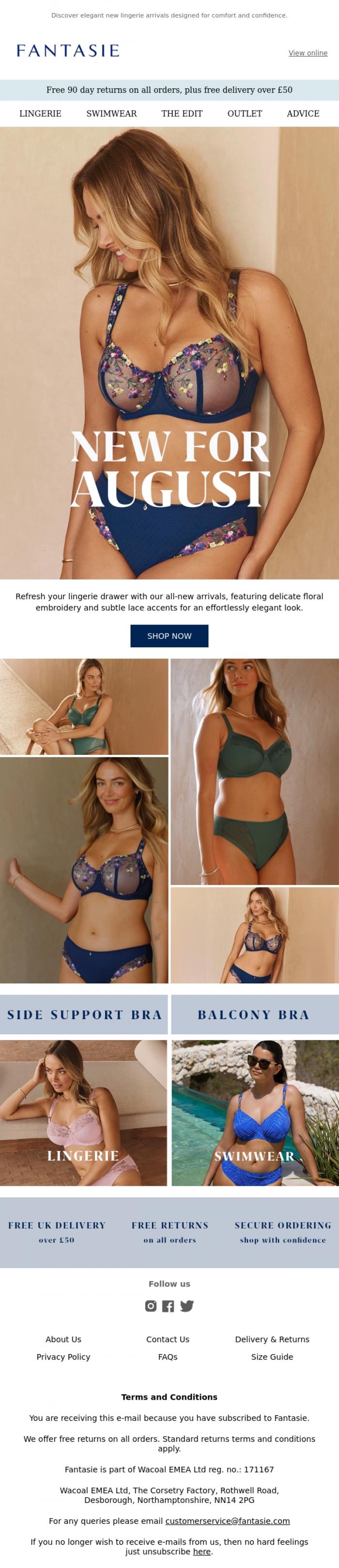 Email Design Inspiration from Fantasie, Just Arrived: New Lingerie