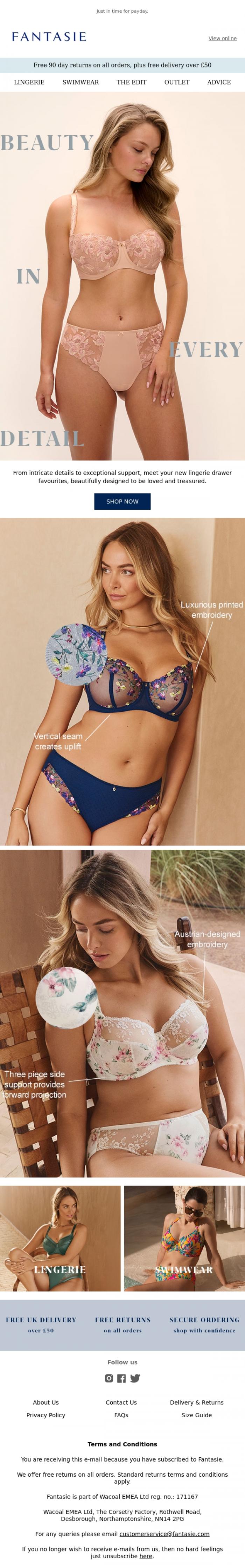 Email Design Inspiration from Fantasie, Wishlist Worthy Styles