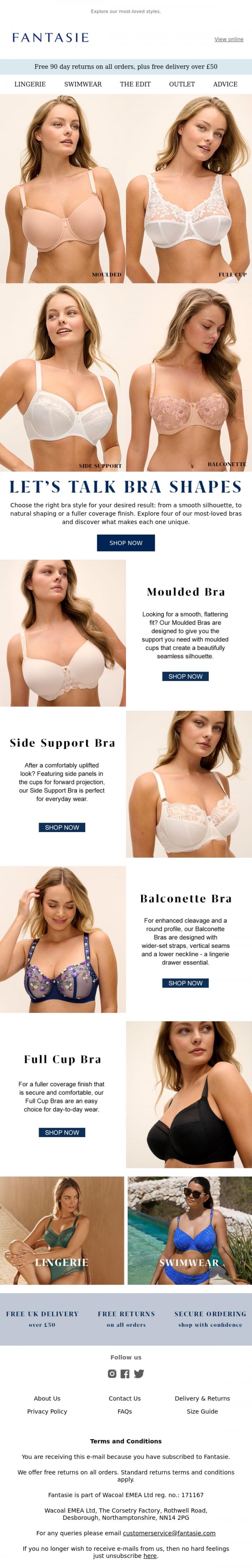 Email Design Inspiration from Fantasie, Whats Your Go-To Bra Style? 