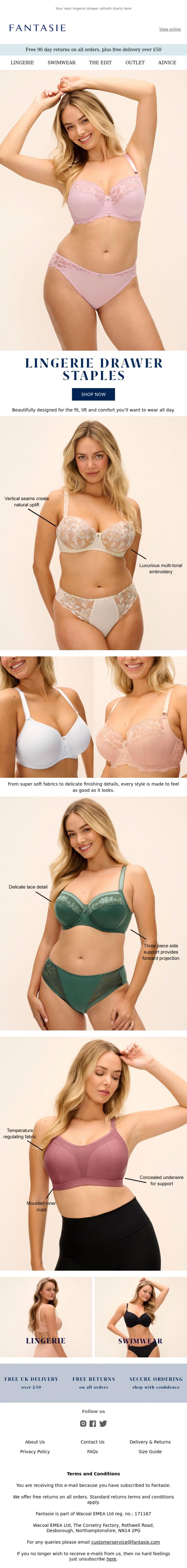 Email Design Inspiration from Fantasie, Styles to know for the season ahead