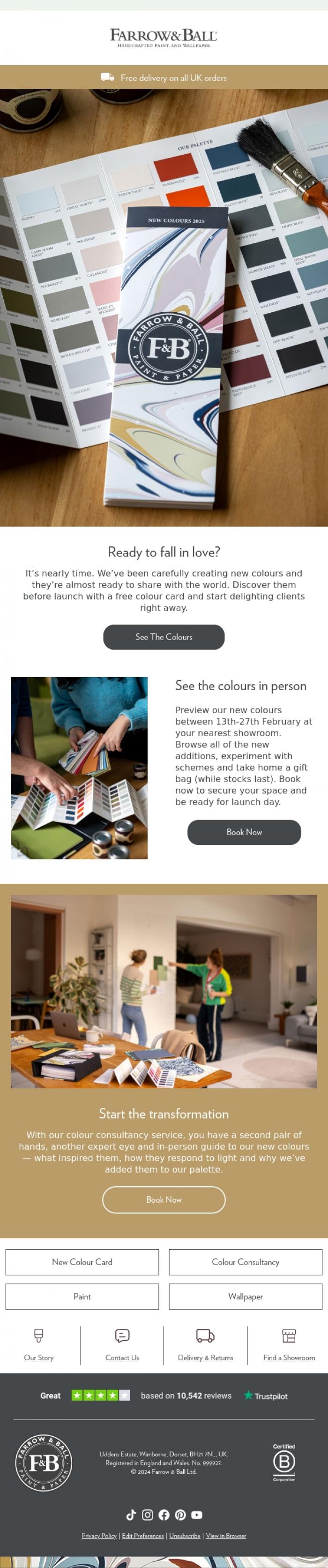 Email Design Inspiration from Farrow & Ball, New colours, launching 27th February