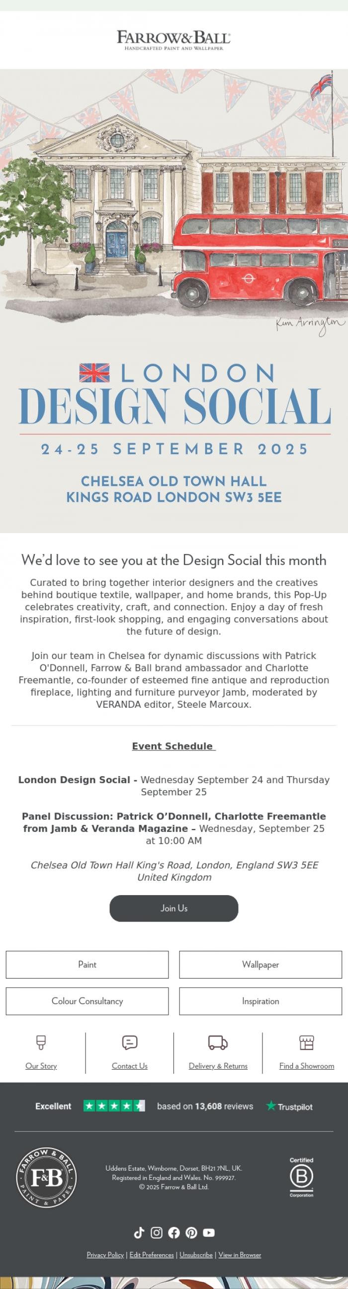 Email Design Inspiration from Farrow & Ball, Your invite to The Design Social Pop-up