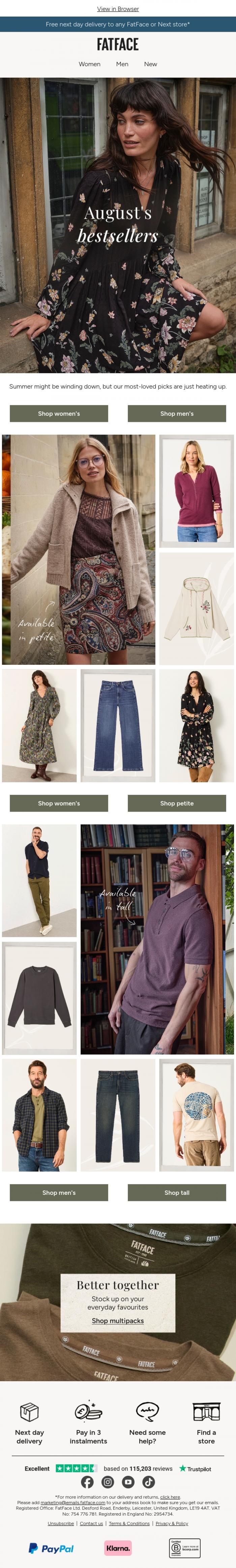Email Design Inspiration from FatFace, Treat yourself to a bestseller