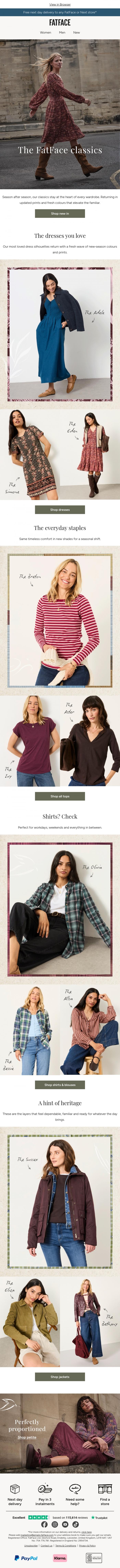 Email Design Inspiration from FatFace, Timeless, familiar & always in style