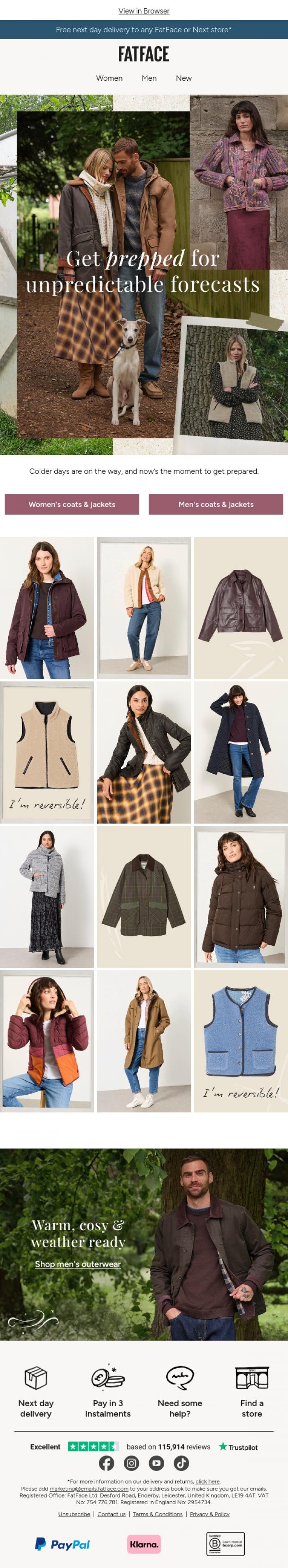 Email Design Inspiration from FatFace, Get prepped for the first cold snap