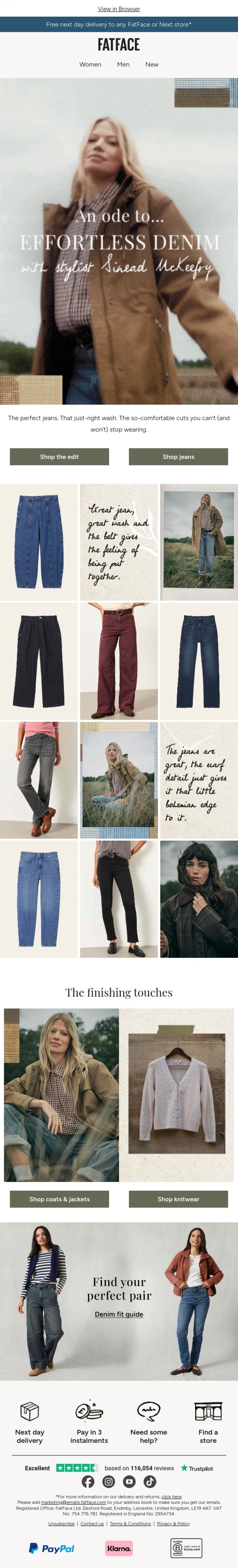 Email Design Inspiration from FatFace, An ode to... EFFORTLESS DENIM