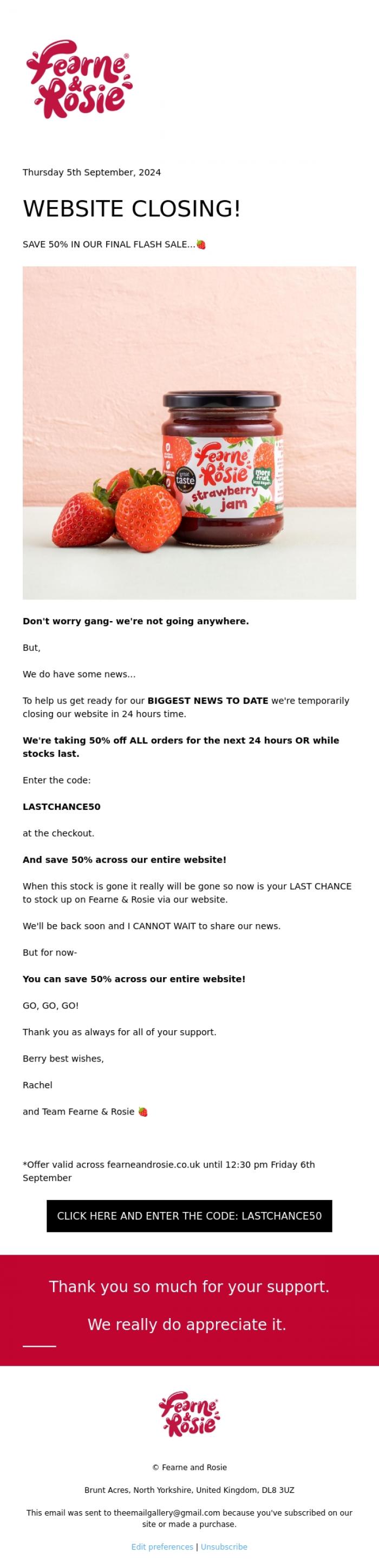 Email Design Inspiration from Fearne & Rosie, WEBSITE CLOSING!