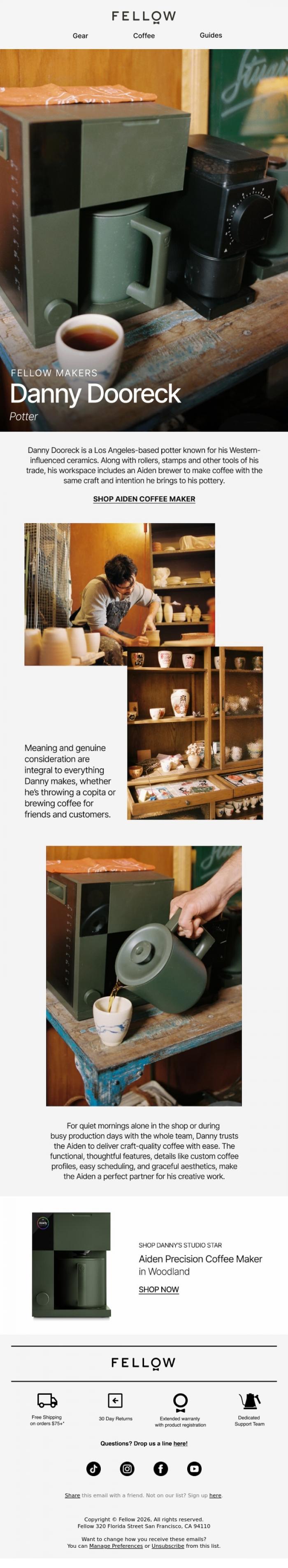 Email Design Inspiration from Fellow, In the studio: Danny Dooreck