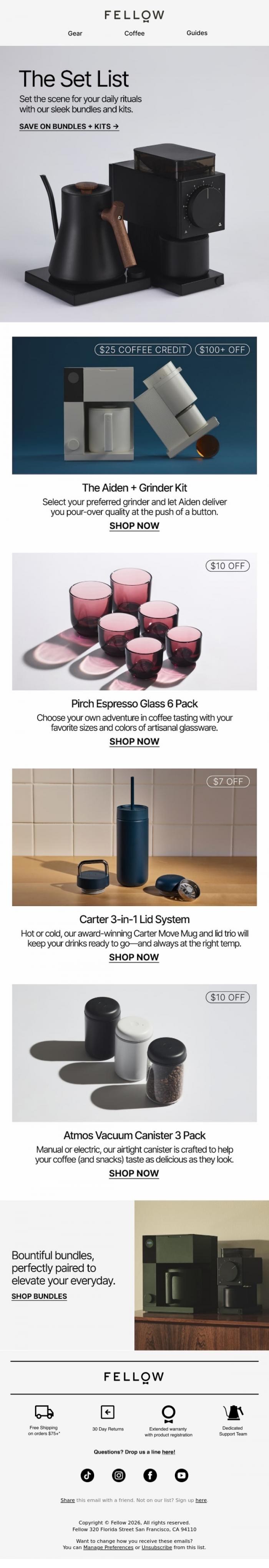 Email Design Inspiration from Fellow, Good things come in bundles