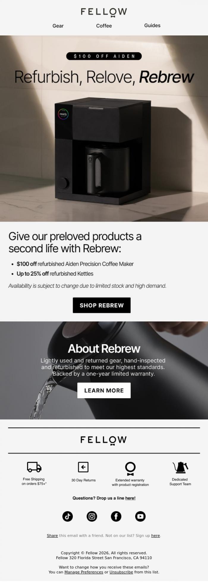 Email Design Inspiration from Fellow, Give preloved Fellow products a second life