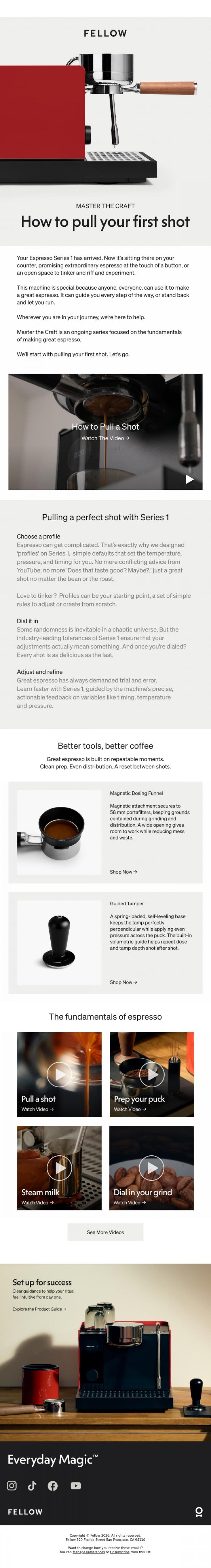 Email Design Inspiration from Fellow, Espresso doesn't happen by accident