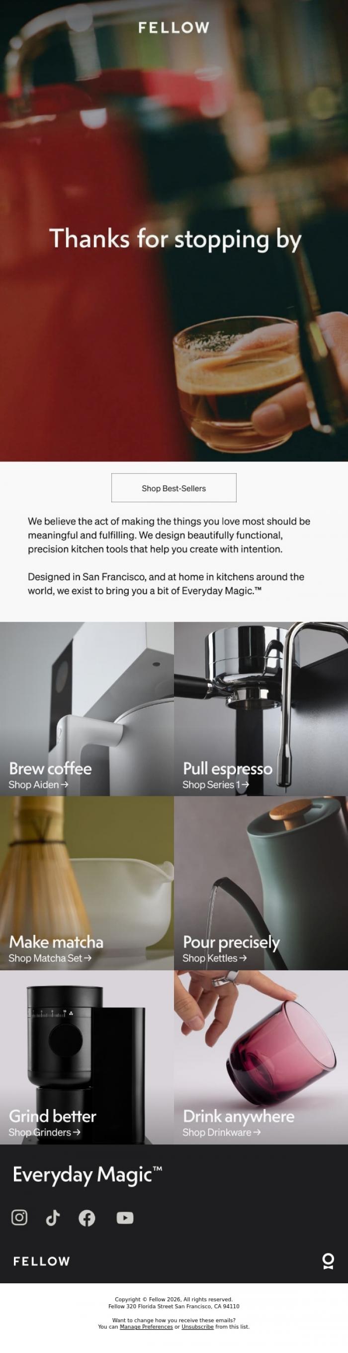 Email Design Inspiration from Fellow, Thanks for stopping by