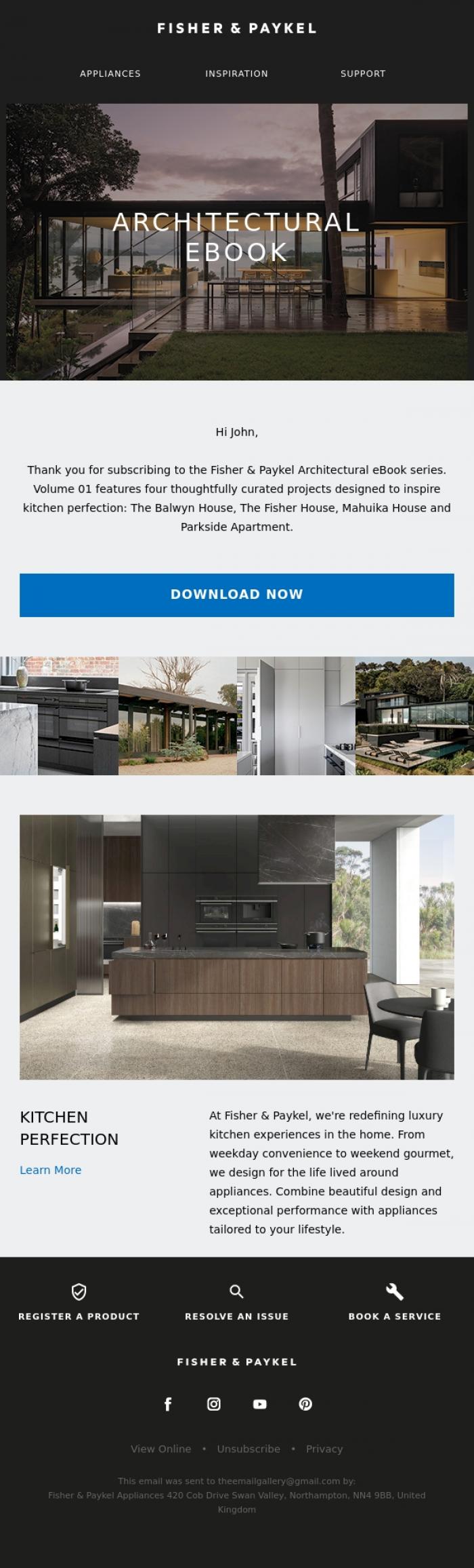 Email Design Inspiration from Fisher & Paykel Appliances, Welcome to Fisher & Paykel
