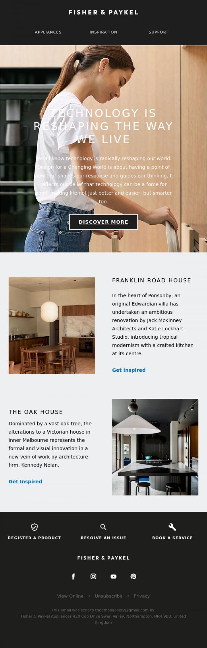 Email Design Inspiration from Fisher & Paykel Appliances, Technology Is Reshaping The Way We Live