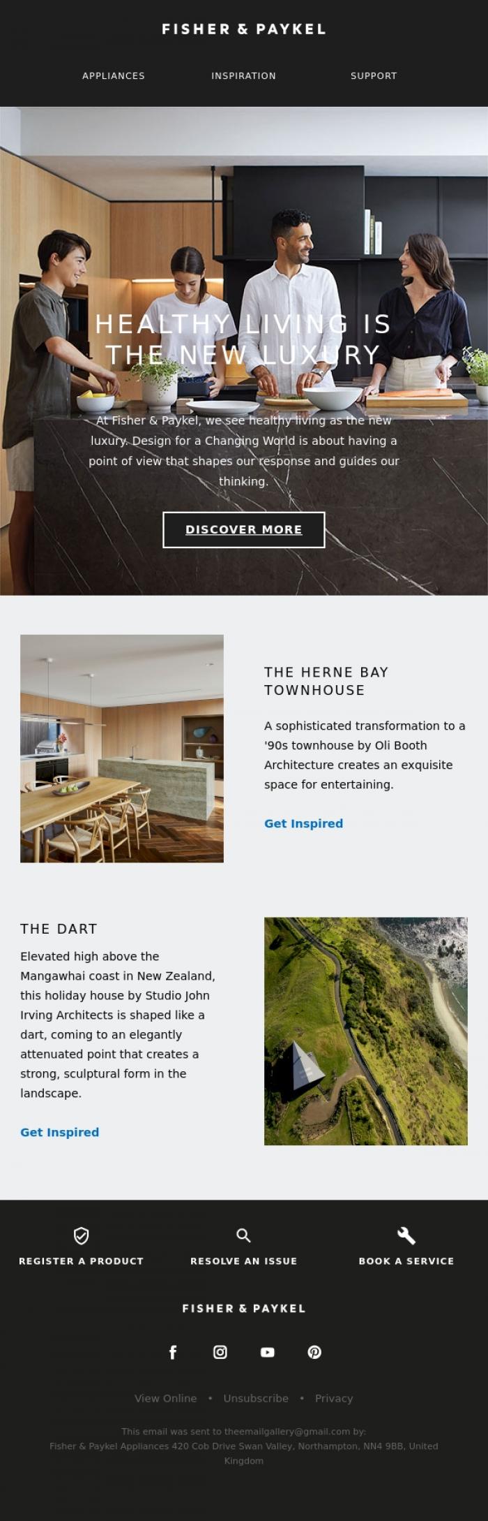 Email Design Inspiration from Fisher & Paykel Appliances, Healthy Living Is The New Luxury