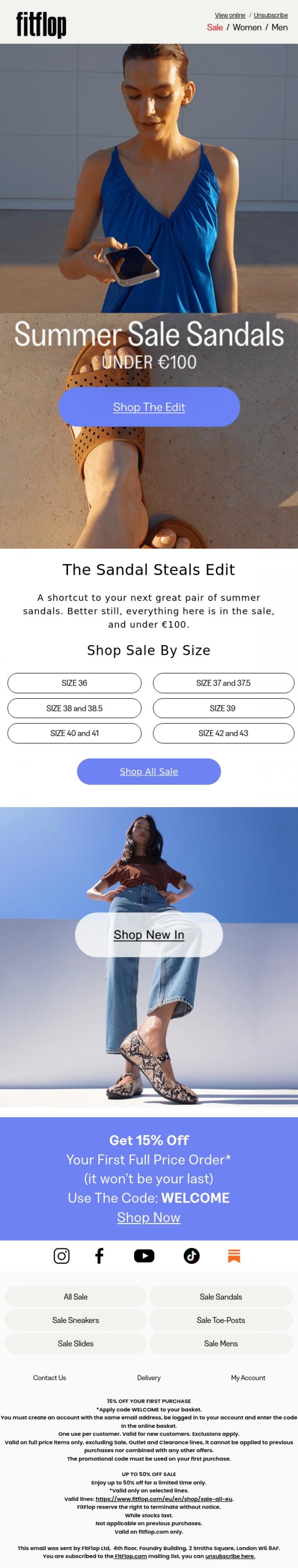 Email Design Inspiration from FitFlop, The SALE Sandal Edit: All Under &euro;100 ✨