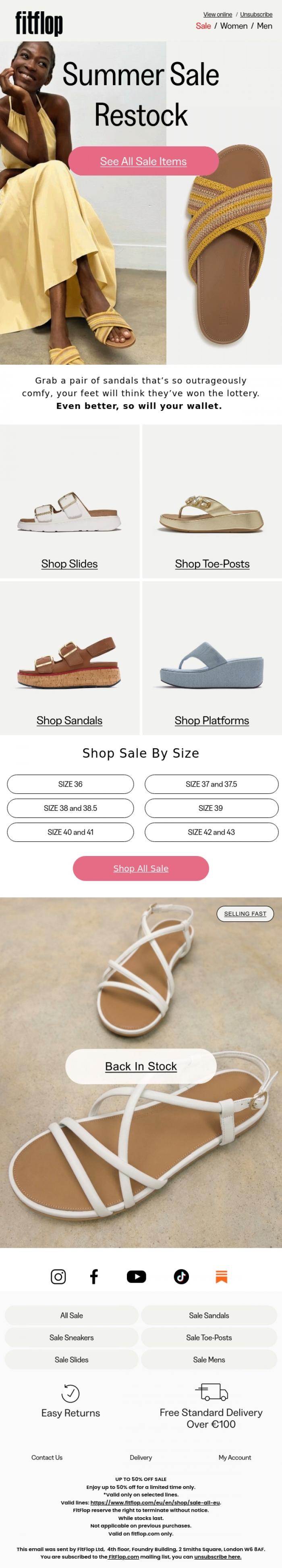 Email Design Inspiration from FitFlop, Hot. Selling Fast. And Sale Steals 🔥