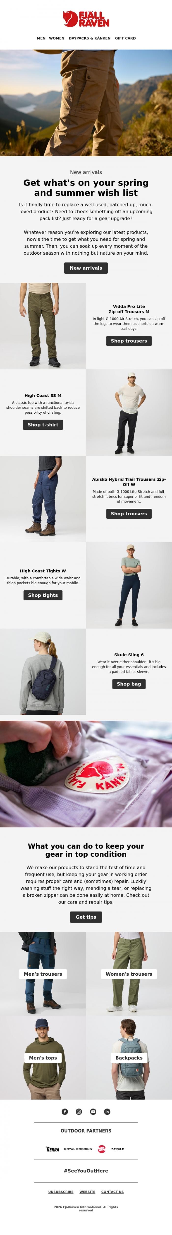 Email Design Inspiration from Fj&auml;llr&auml;ven, All new for spring and summer