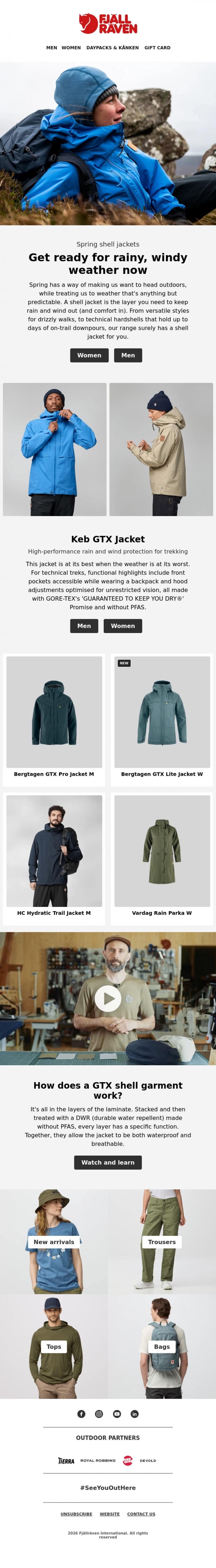 Email Design Inspiration from Fj&auml;llr&auml;ven, Best shell jackets for spring