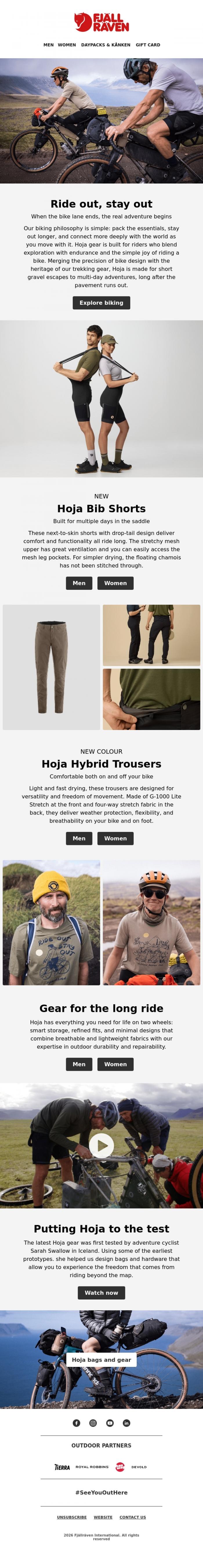 Email Design Inspiration from Fj&auml;llr&auml;ven, Ride out, stay out