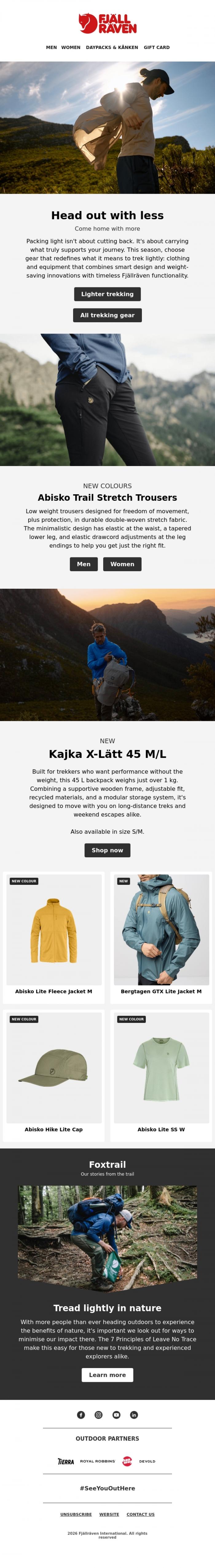 Email Design Inspiration from Fj&auml;llr&auml;ven, Go further with less