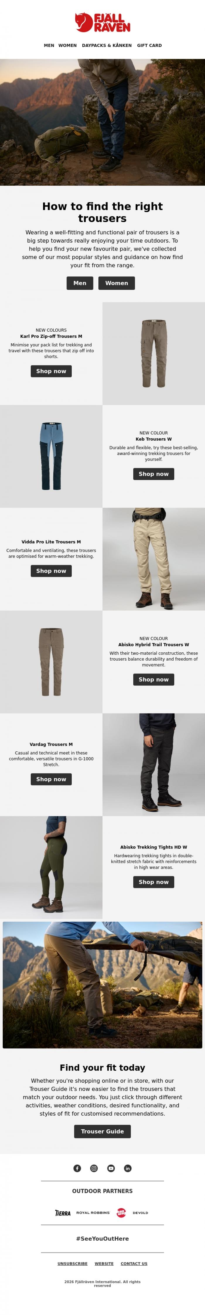 Email Design Inspiration from Fj&auml;llr&auml;ven, Find the right trousers