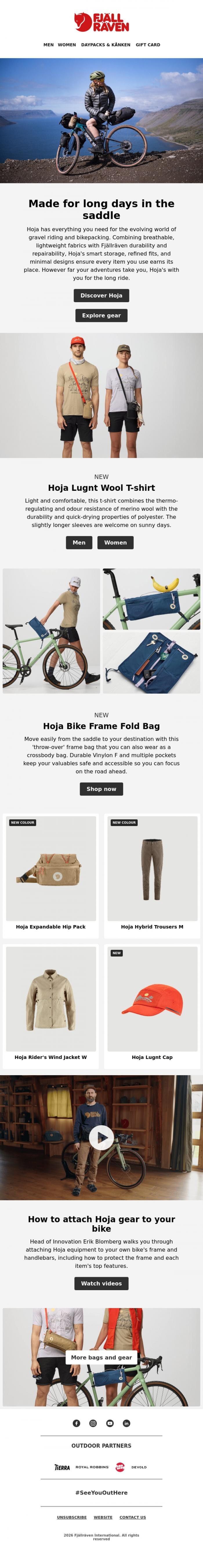 Email Design Inspiration from Fj&auml;llr&auml;ven, Go bikepacking with Hoja