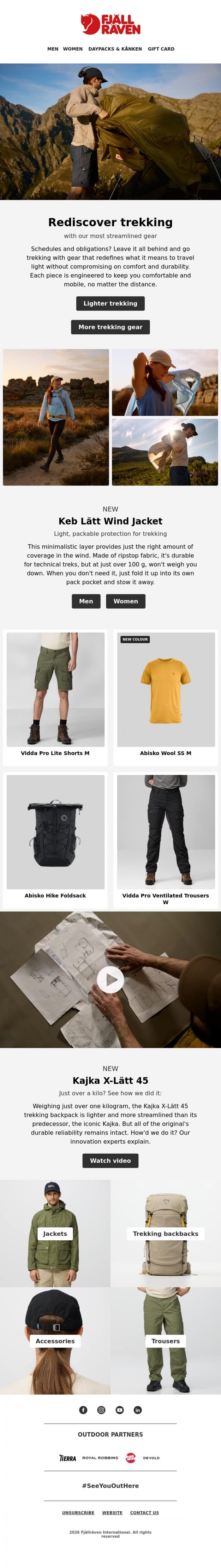 Email Design Inspiration from Fj&auml;llr&auml;ven, New ways to trek lighter