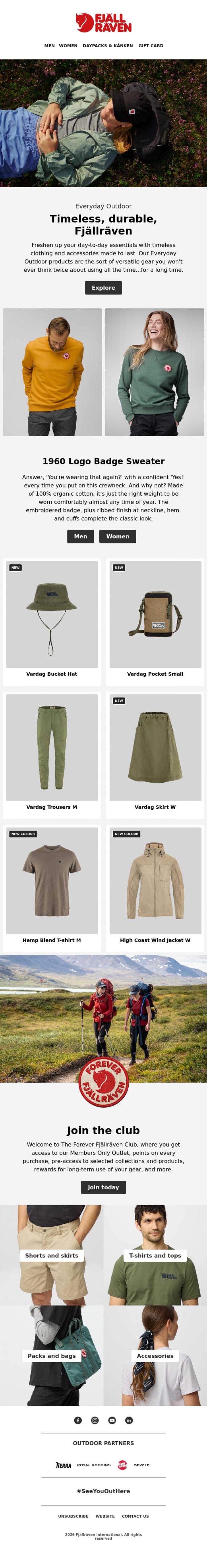 Email Design Inspiration from Fj&auml;llr&auml;ven, Freshen up your essentials