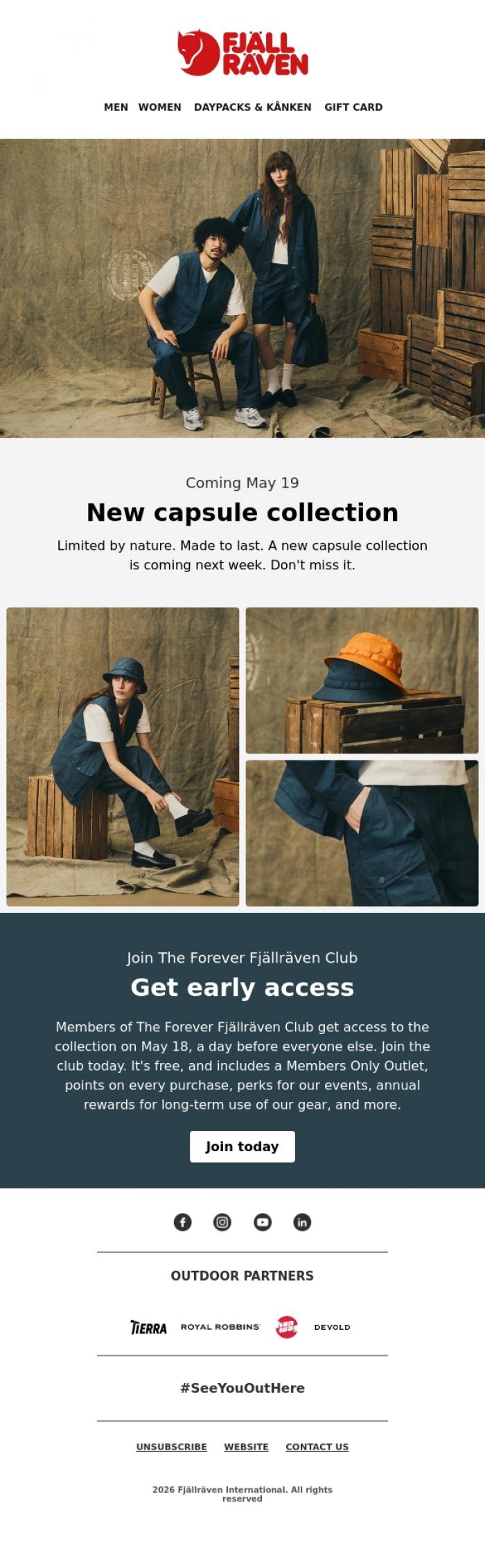 Email Design Inspiration from Fj&auml;llr&auml;ven, New, limited, and coming soon