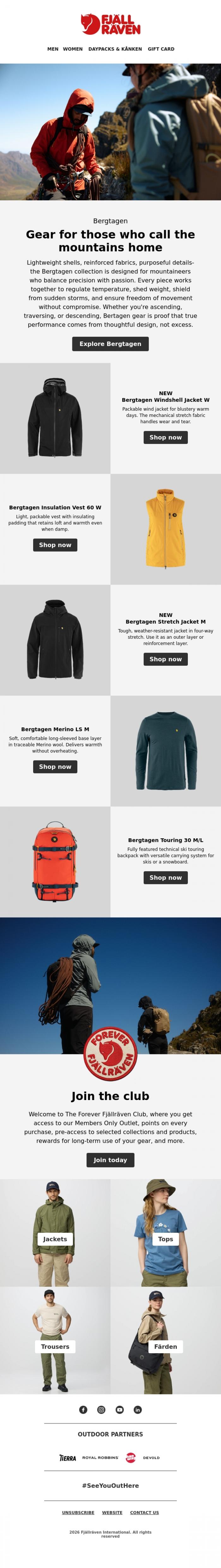 Email Design Inspiration from Fj&auml;llr&auml;ven, Explore mountaineering