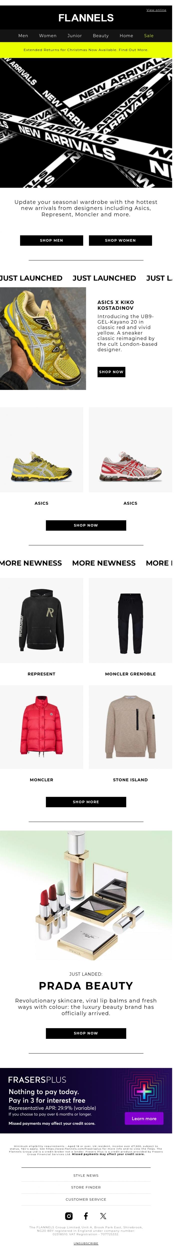 Email Design Inspiration from FLANNELS, All new right now