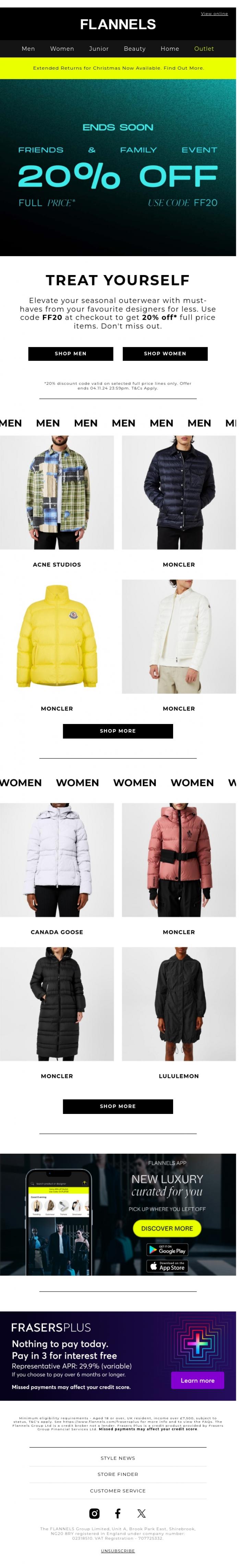 Email Design Inspiration from FLANNELS, ENDS SOON | 20% off