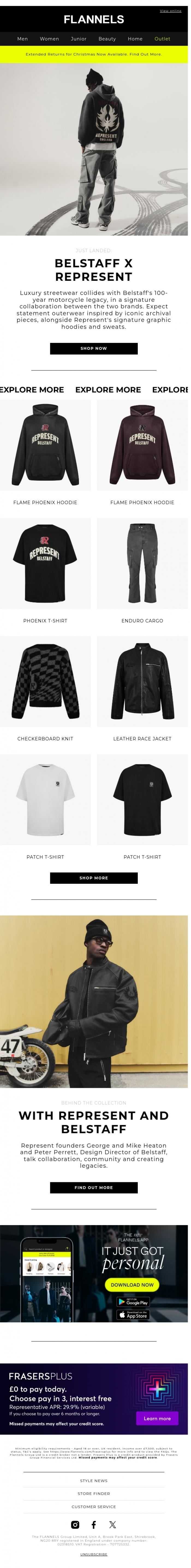Email Design Inspiration from FLANNELS, Just Landed: Belstaff x Represent