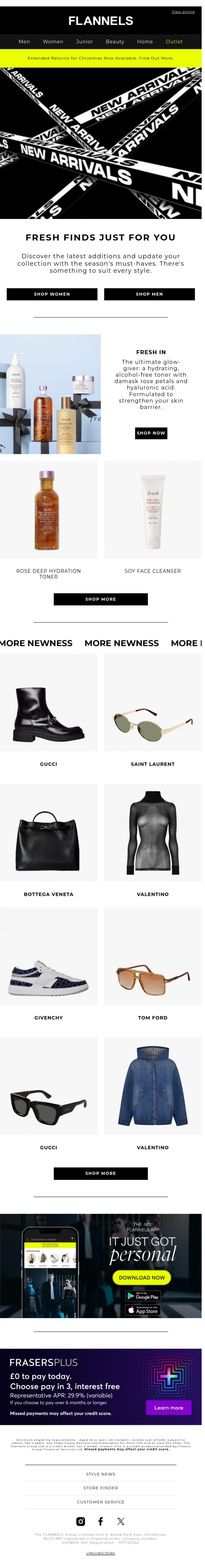 Email Design Inspiration from FLANNELS, Your new arrivals are here