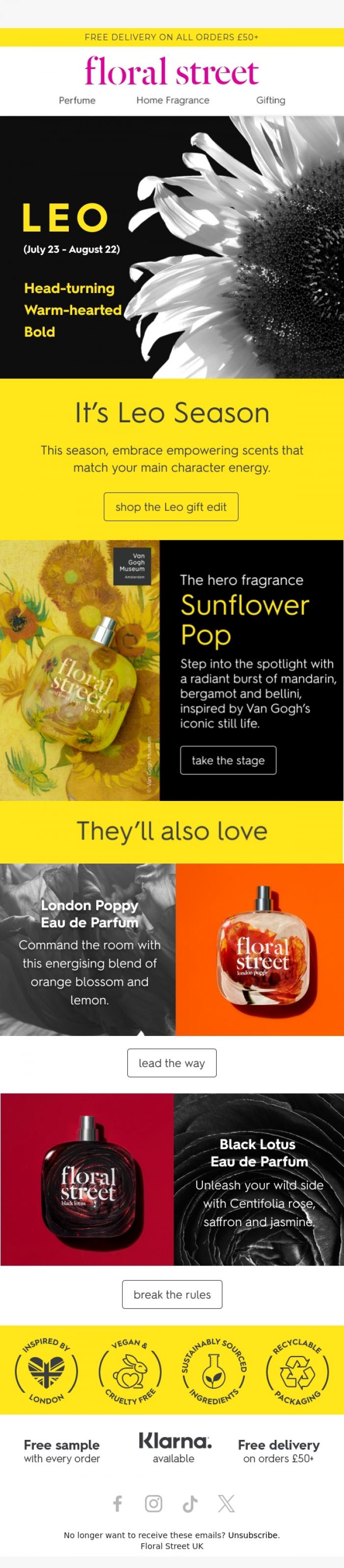 Email Design Inspiration from Floral Street, This one's for our Leos ♌