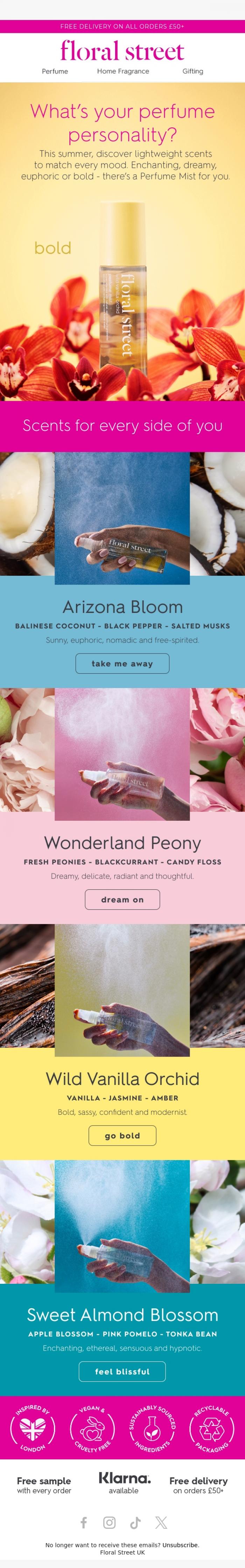 Email Design Inspiration from Floral Street, Who will you be this summer?