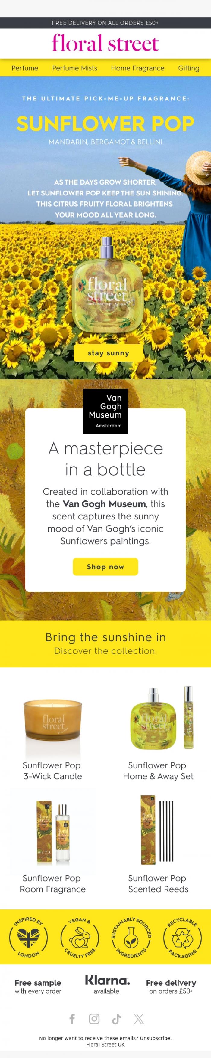 Email Design Inspiration from Floral Street, Power up with Sunflower Pop 🌻