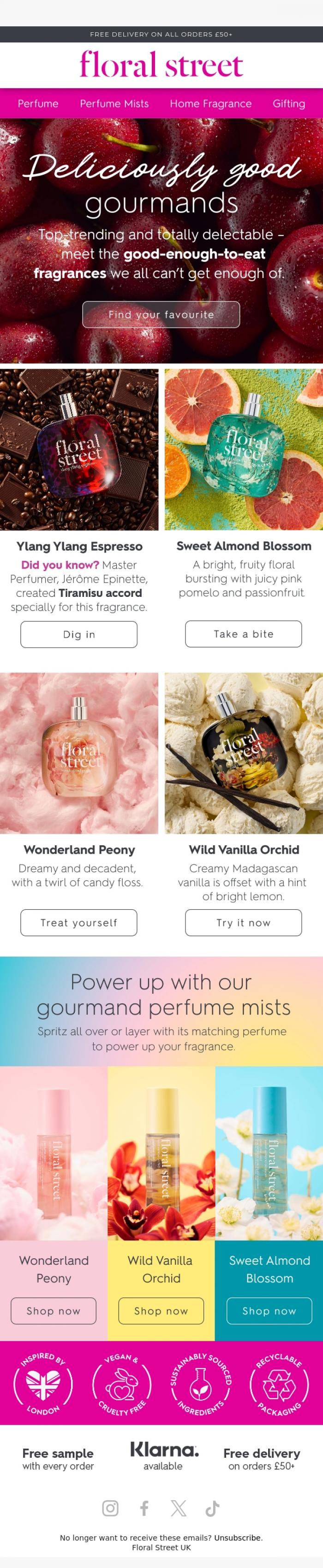 Email Design Inspiration from Floral Street, Meet our gourmand fragrances