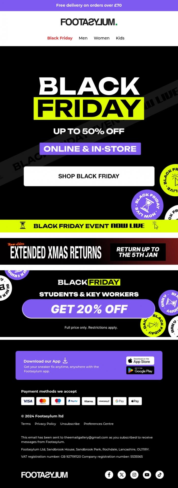 Email Design Inspiration from Footasylum, 🚨BLACK FRIDAY - the BIGGEST offers have landed!🚨