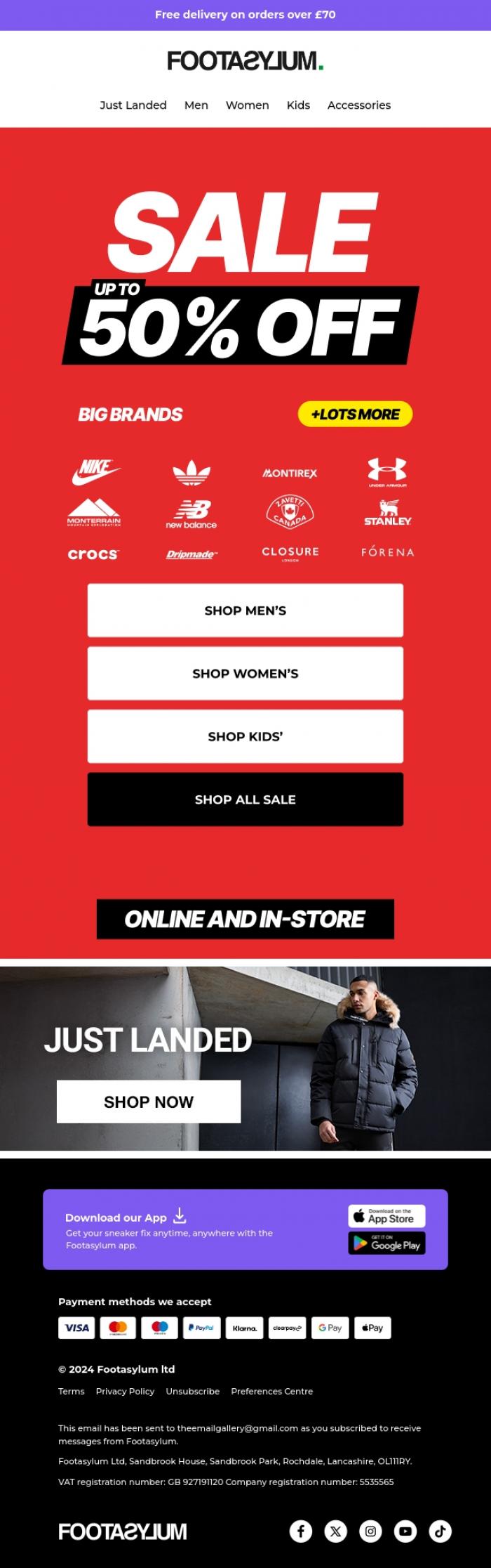 Email Design Inspiration from Footasylum, Don't miss these savings!