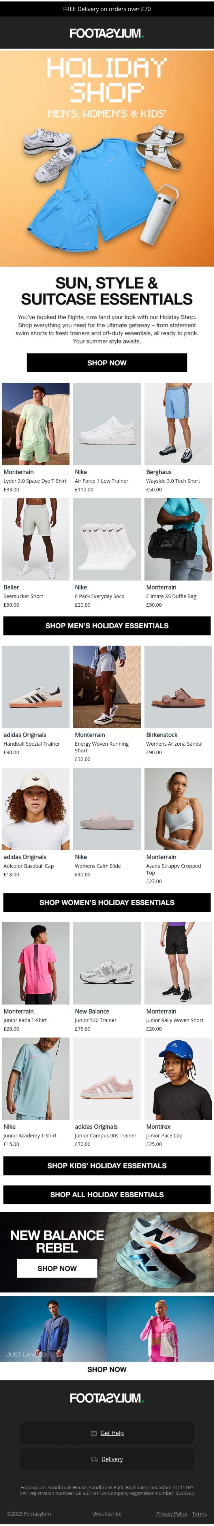 Email Design Inspiration from Footasylum, Holiday Mode: On ✈️