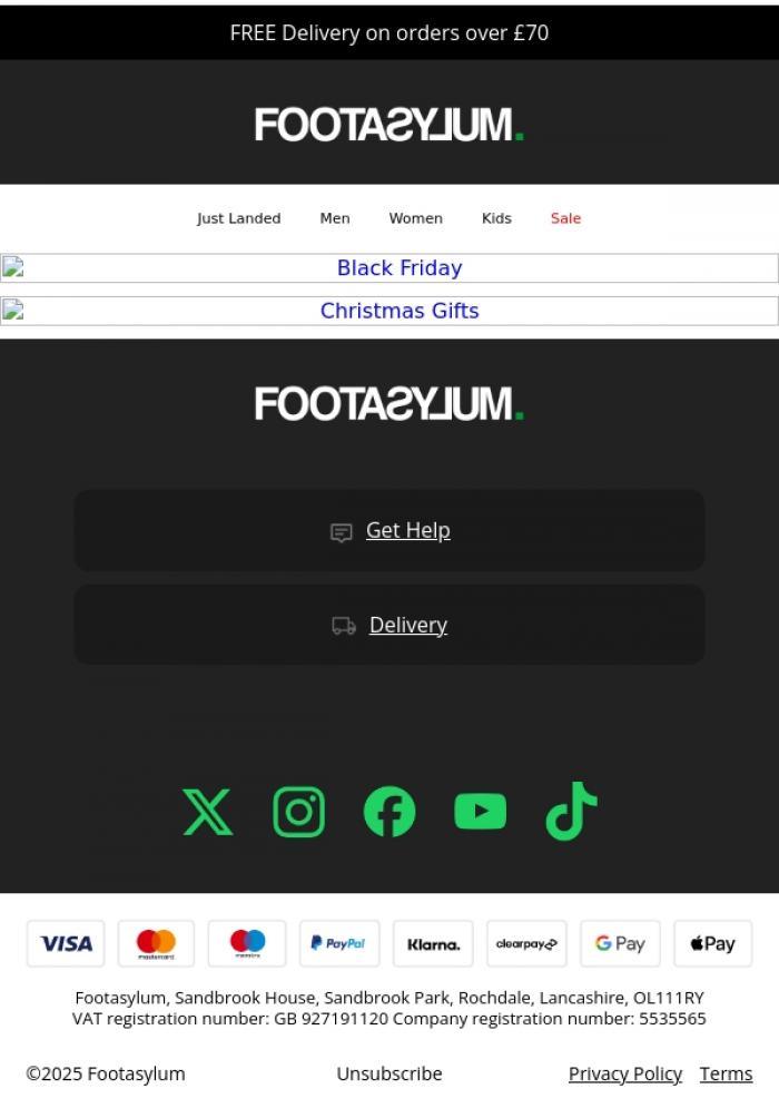 Email Design Inspiration from Footasylum, We couldn't wait... Black Friday is HERE! 📢
