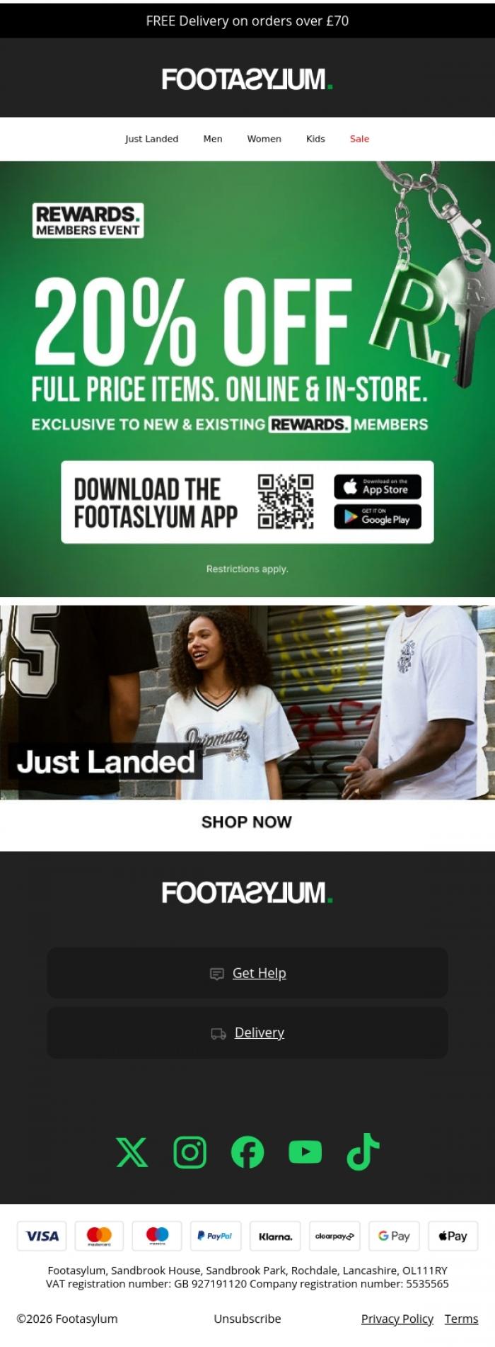 Email Design Inspiration from Footasylum, 🚨20% off for a LIMITED time! 🚨