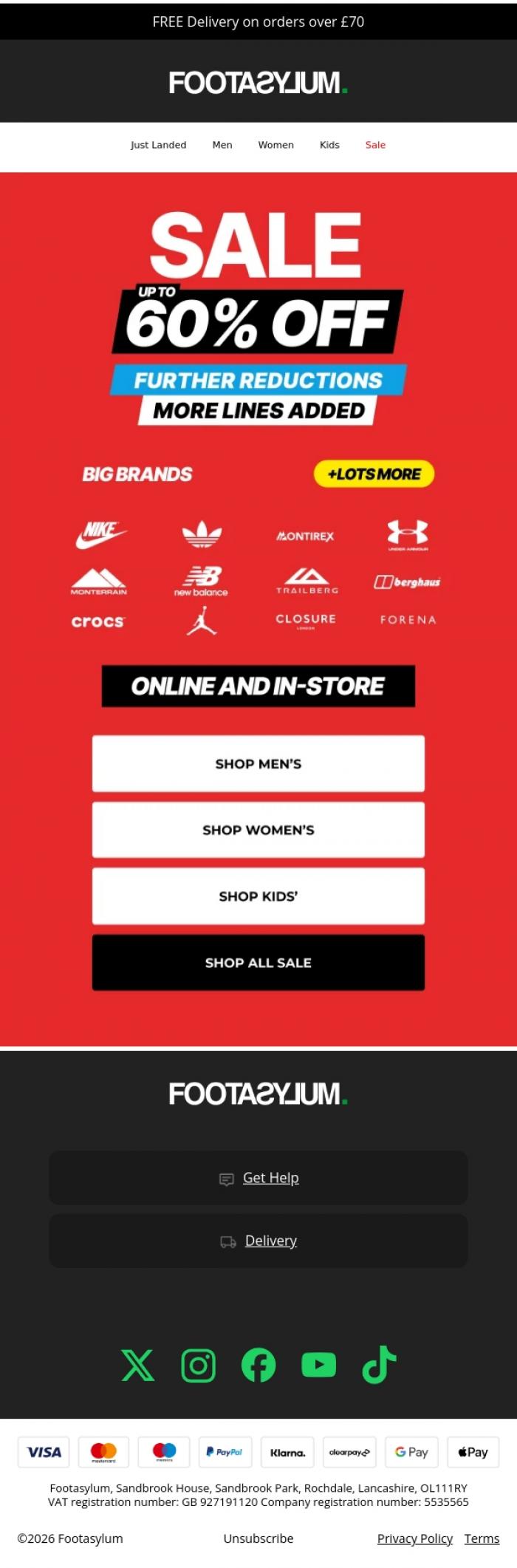 Email Design Inspiration from Footasylum, Did somebody say savings?
